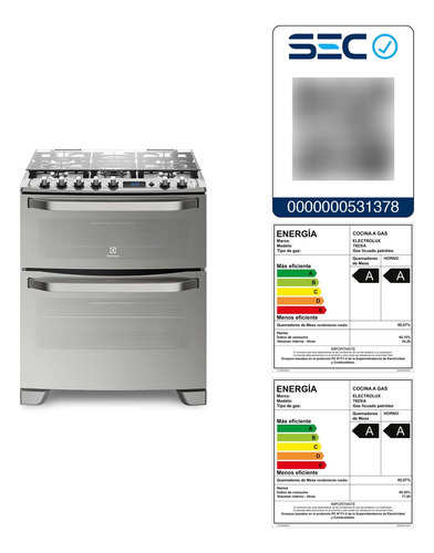 Cocina A Gas 5 Platos Doble Horno Timer Digital 76dxa Inox