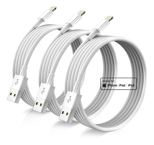 Paquete De 3 Cables De Carga Para iPhone, 6pies, Usb A Orig