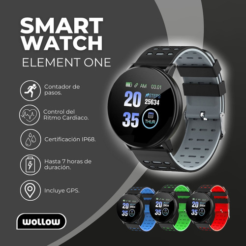 Smartwatch Wollow Element One Bluetooth Ios Android 7hs