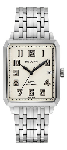 Relógio Joseph Bulova Breton Automático 96b333 Ed. Limited Cor Da Correia Prateado Cor Do Bisel Prateado Cor Do Fundo Creme