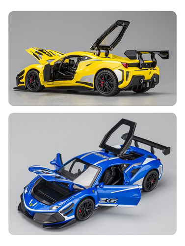 Carros De Juguete Colección Ferrari Con Luz Sonido Base 1:32 Color Amarillo