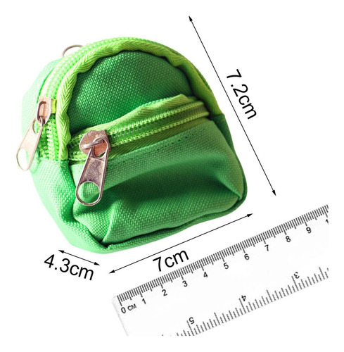 Mini Bolso De Muñeca Mochila Con Cremallera Verde