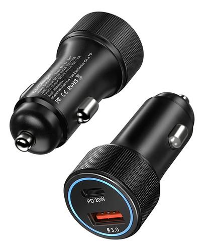 Paquete De 2 Cargadores Usb C Para Automovil 38 W 2 Puertos