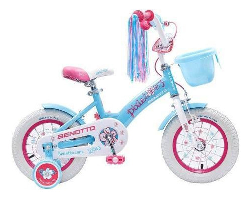Bicicleta infantil Benotto Infantil Pixie R12 freno contrapedal color azul claro/blanco con ruedas de entrenamiento