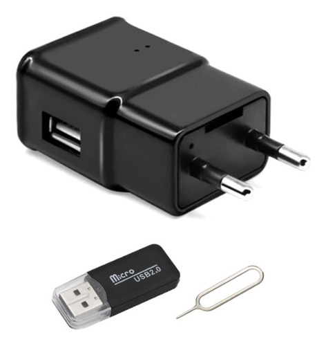 Câmera Espiã Carregador Usb, Full Hd, Wi-fi, + Micro Sd 64gb