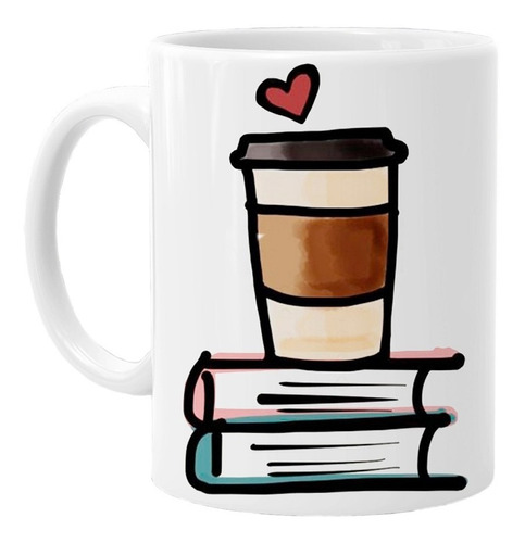 Taza Cafe Coffee Libros Colores Regalos #056