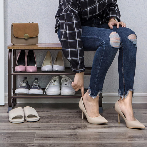 Banco Para Zapatos, Estante De Almacenamiento De 3 Niveles P