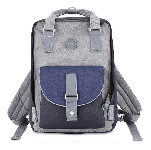 Imagen 6 de 8 de Mochila Himawari Retro 200 Urbana Impermeable Color Azul Oscuro Y Gris