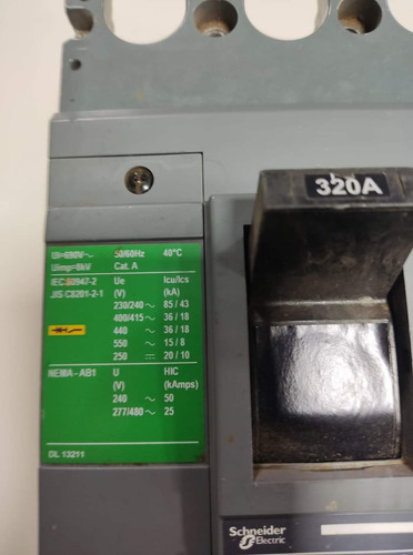 Schneider Breaker Ezc400n 320a 36ka 