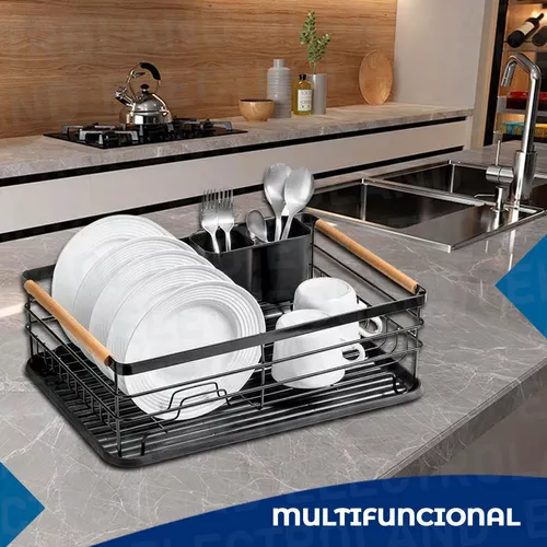 Escurridor Seca Platos Bacha Aluminio Inoxidable Organizador