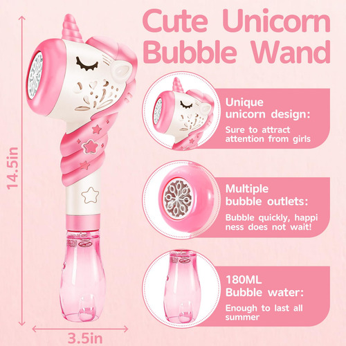 Varita De Burbujas Unicornio Para Niños Pequeños, Regalo Úni Color