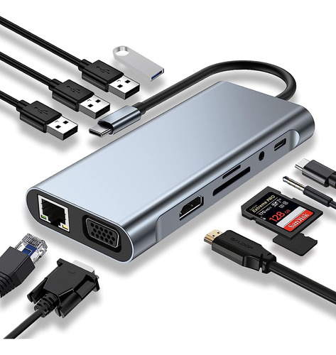 Adaptador Usb C Dongle 11 En 1 Compatible C/ Macbook Pro/air