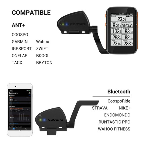 Sensor Bk805 Ant+ Bluet Cadencia Y Velocidad Simultaneo Bici