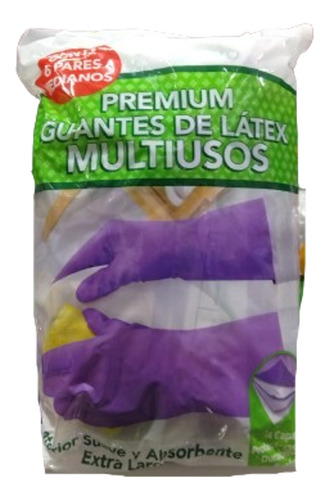 Guantes Multiusos Para Limpieza (6 Pares Mediano) Clean Ones