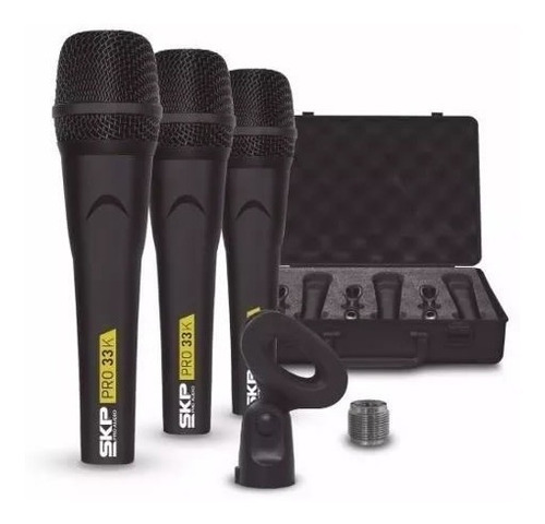 Set De 3 Micrófonos Dinámicos Skp Pro33k Estuche Pipetas