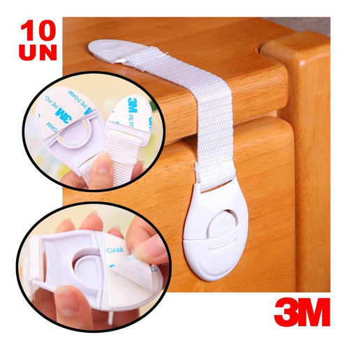 10 Trava De Gaveta Armário Porta Segurança Proteção Bebe Kit