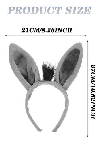 Bonita Diadema De Plástico Con Orejas De Burro, Gris, Diadem