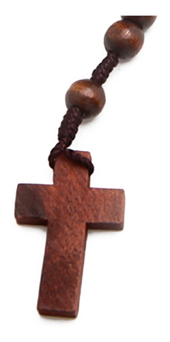 Imagen 4 de 10 de Rosario De Madera 6x7mm Color Marrón Claro Y Oscuro