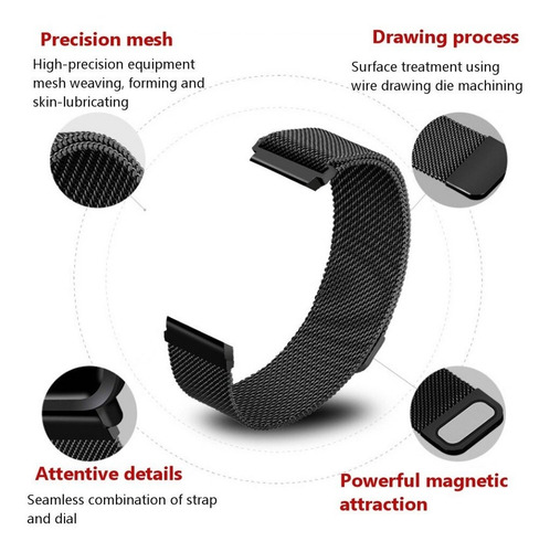 Imagen 3 de 3 de Malla Metalica Milanese 22mm Imantada Samsung Amazfit Garmin