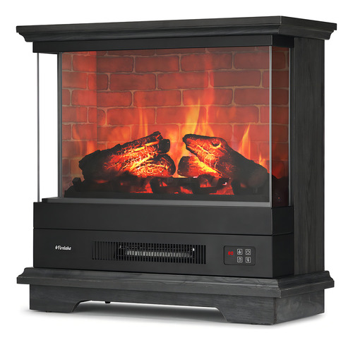 Turbro Firelake - Calentador Eléctrico De Chimenea De 27 P. Color Nogal Negro