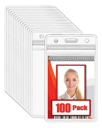 100 Unidades Porta Credencial Plastico Rigido Vertical