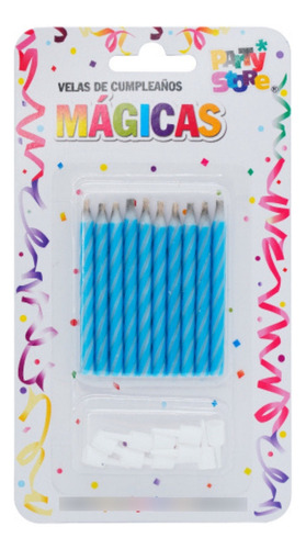 Velas De Cumpleaños Para Tortas Magicas X10 Con Portavelas