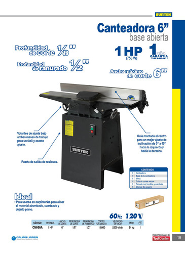 Canteadora 6 750 W 120 V, 5200 Rpm Surtek