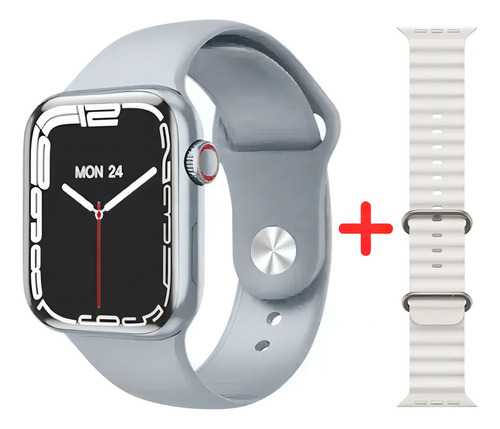 Reloj Smartwatch S28 Pro para deportes y bienestar en la pulsera, color plateado