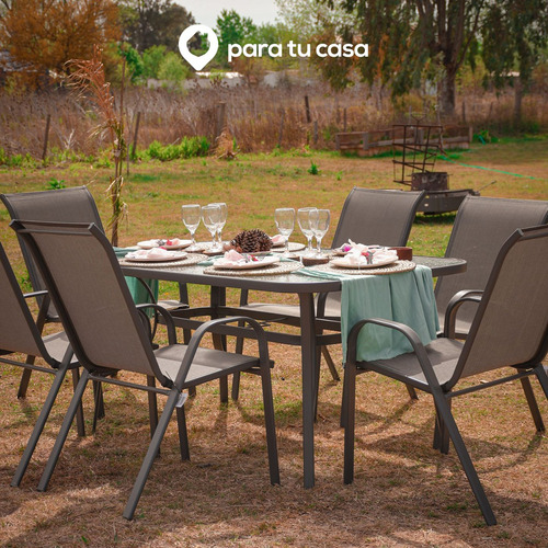 Imagen 7 de 10 de Juego De Jardin Sillas Sillones Mesa 7 Piezas Gris