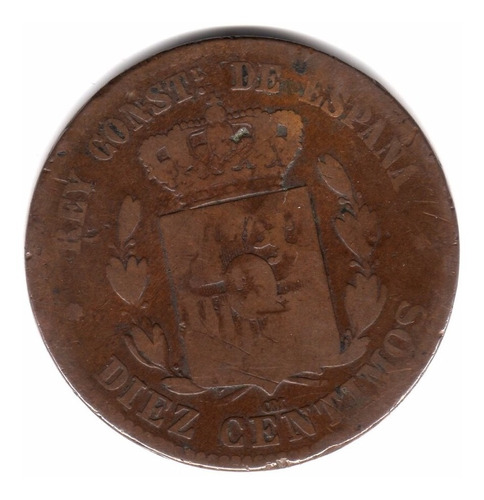 España Moneda 10 Centimos Año 1878 Km#675