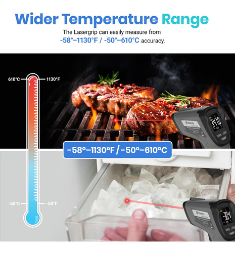 Termómetro Infrarrojo Gun Para Cocina Y Grill Pantalla Color