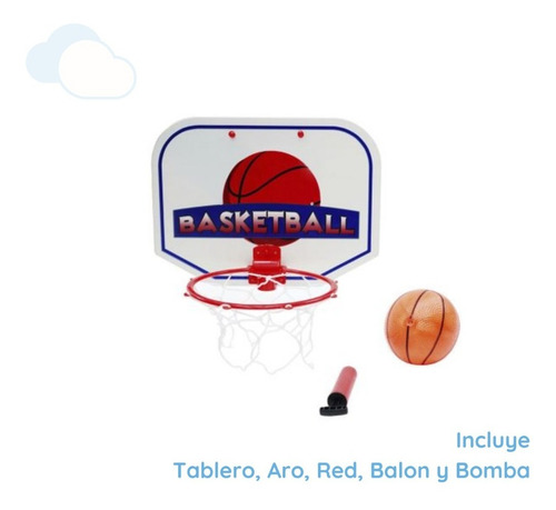 Imagen 2 de 6 de Mini Aro De Basquet Infantil Tablero Pelota Inflador Isakito