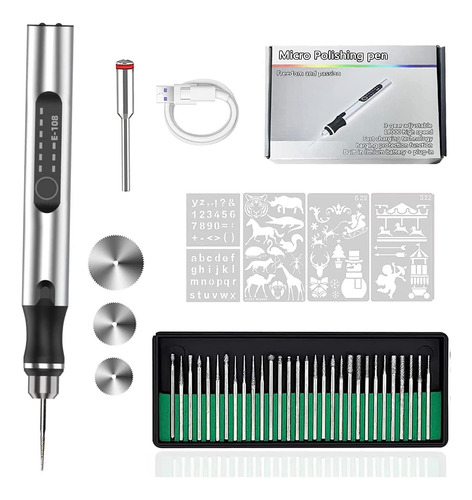 Fainat Boligrafo De Grabado Recargable Por Usb Con 35 Bits,