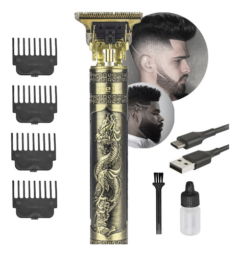 Máquina De Cortar Cabelo Fazer Barba Acabamento Dragão Cor Dourado-escuro 110V/220V