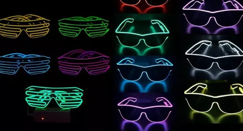 Lentes De Sol Luz Neon Led A Pilas Gafas Anteojos Cotillon