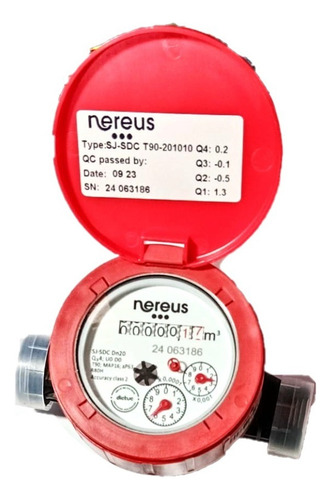 Medidor De Agua Caliente 3/4 Nereus + Cola De Bronce