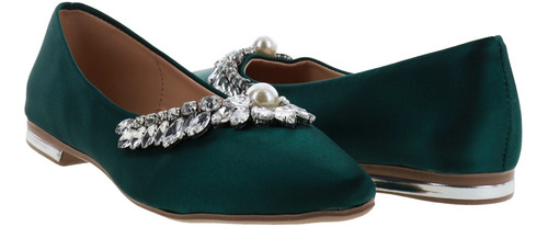 Flats Elegantes Con Pedrería Y Perla Punta Picuda Erez