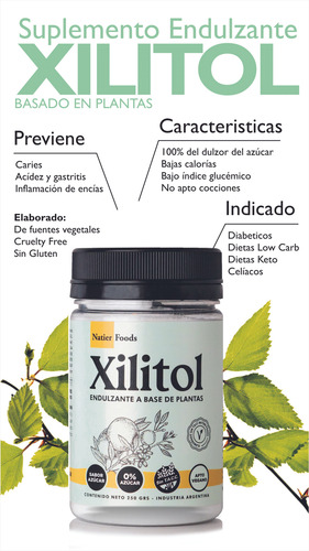 Xilitol X2 Natier 250gr Apto Diabeticos Dietas Keto