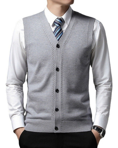 Chaleco De Punto Para Hombre, Cardigan Cálido, Sin Mangas, S