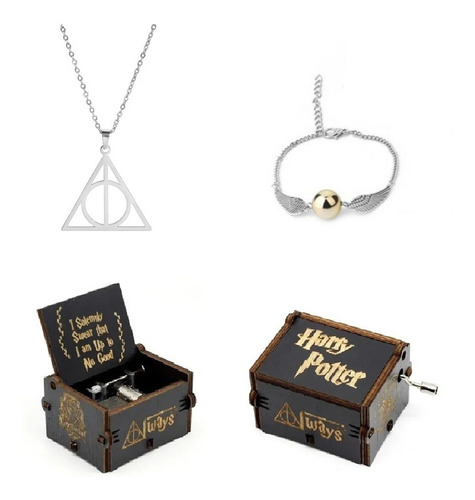 Caja Musical Harry Potter + Collar Reliquia + Pulsera Snitch