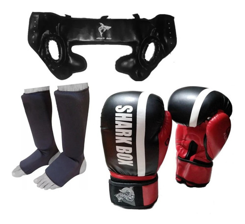 Combo: Guantes+cabezal+tibiales, Shark Box, Kick Boxing, Mma