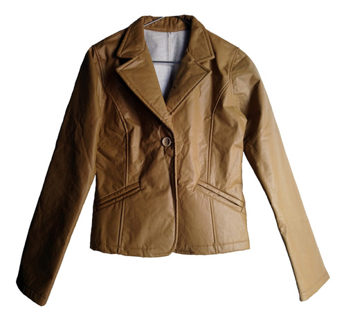 Campera Blazer Beige De Cuerina T.2 (con Detalle)