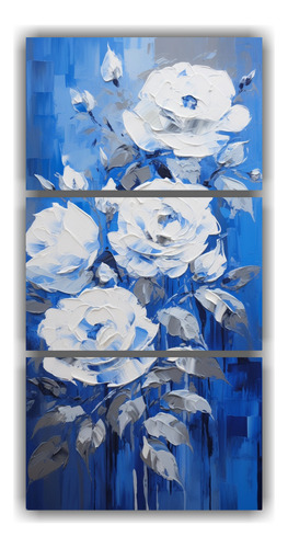 120x240cm Cuadro Azul De Rosas Pintura Sobre Lienzo Flores