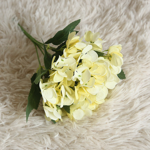 Planta de flores artificiales en forma de C, hortensia, bonsái, decoración de boda, color amarillo