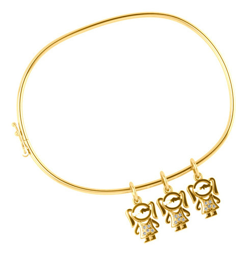 Pulseira Bracelete Rígido Prata 925 Dourada 18k - 3 Meninas