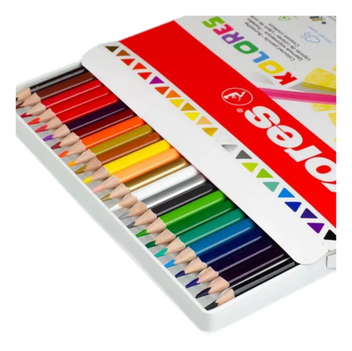 Lápices De Colores Kores 24pzas, Triangulares Con Sacapuntas