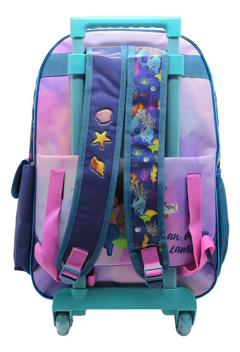 Mochila Escolar La Sirenita Disney Dream Con Carro Color Violeta Diseño de la tela Liso
