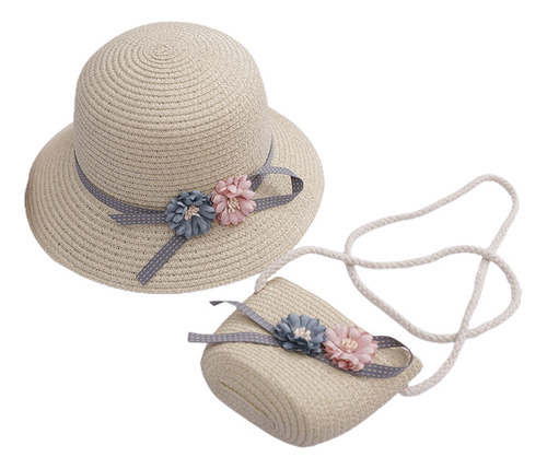 -conjunto De Sombrero De Paja Y Minibolso Para Niñas, Sombre