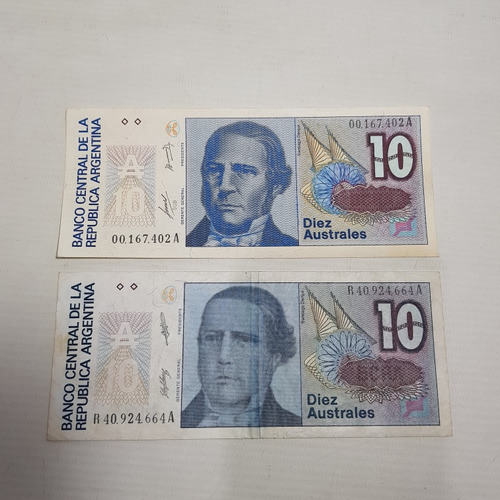 Billete 10 Australes Reposición Serie A Y N° Bajo Mag 61480