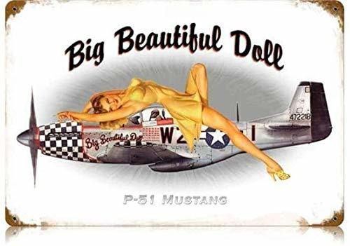 P51 Pin Up  Pinup Girl L Vintage Cartel De Chapa 8x12 P...